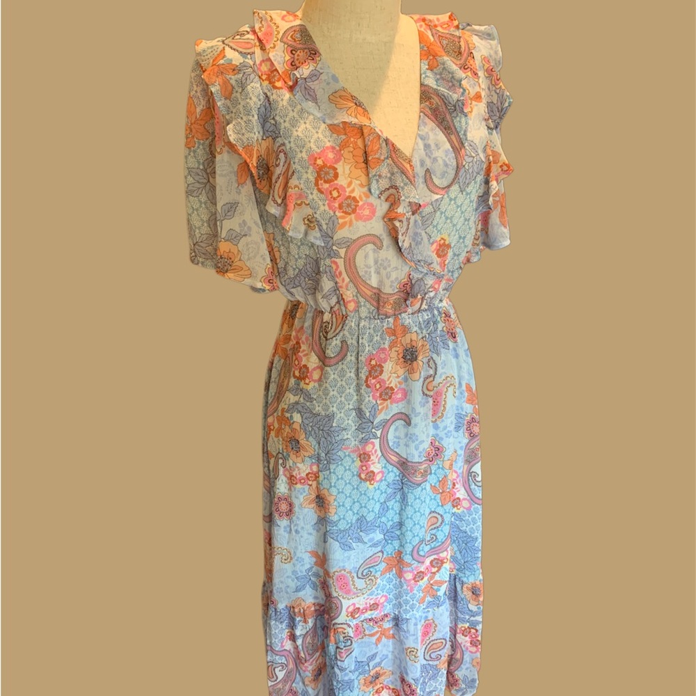 NEW PATCHWORK RUFFLED DRESS